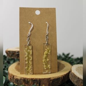 Silver and White Floral Resin Earrings - Handmade By Me -Hypoallergenic